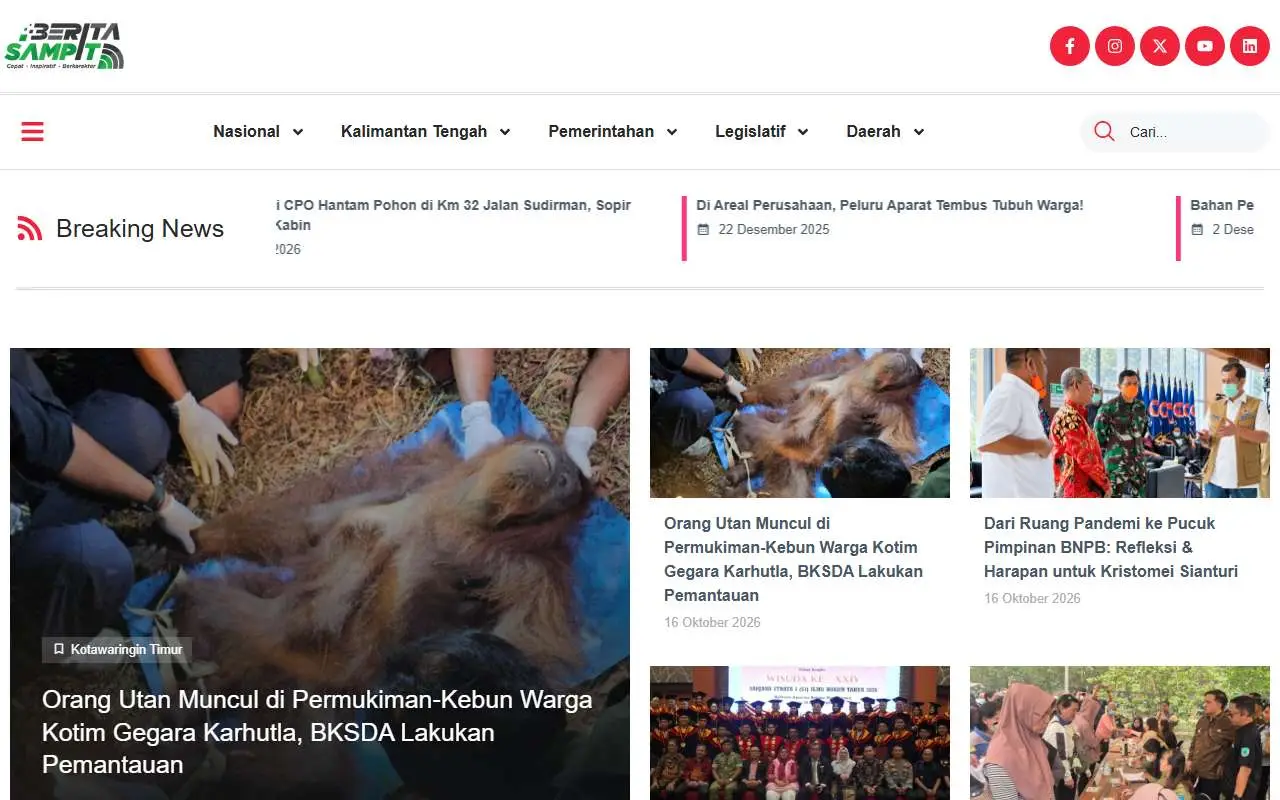 Tampilan website resmi Berita Sampit (beritasampit.com)