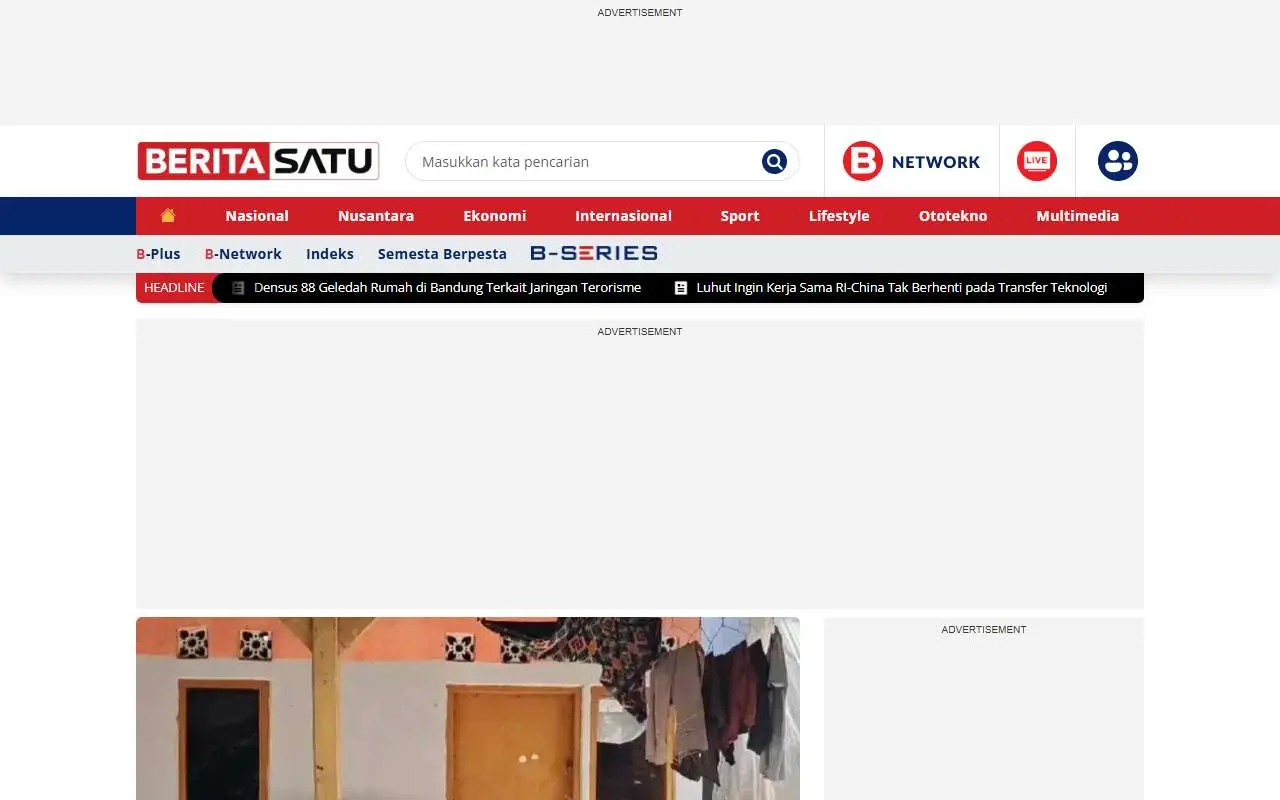 Tampilan website resmi Berita Satu (beritasatu.com)