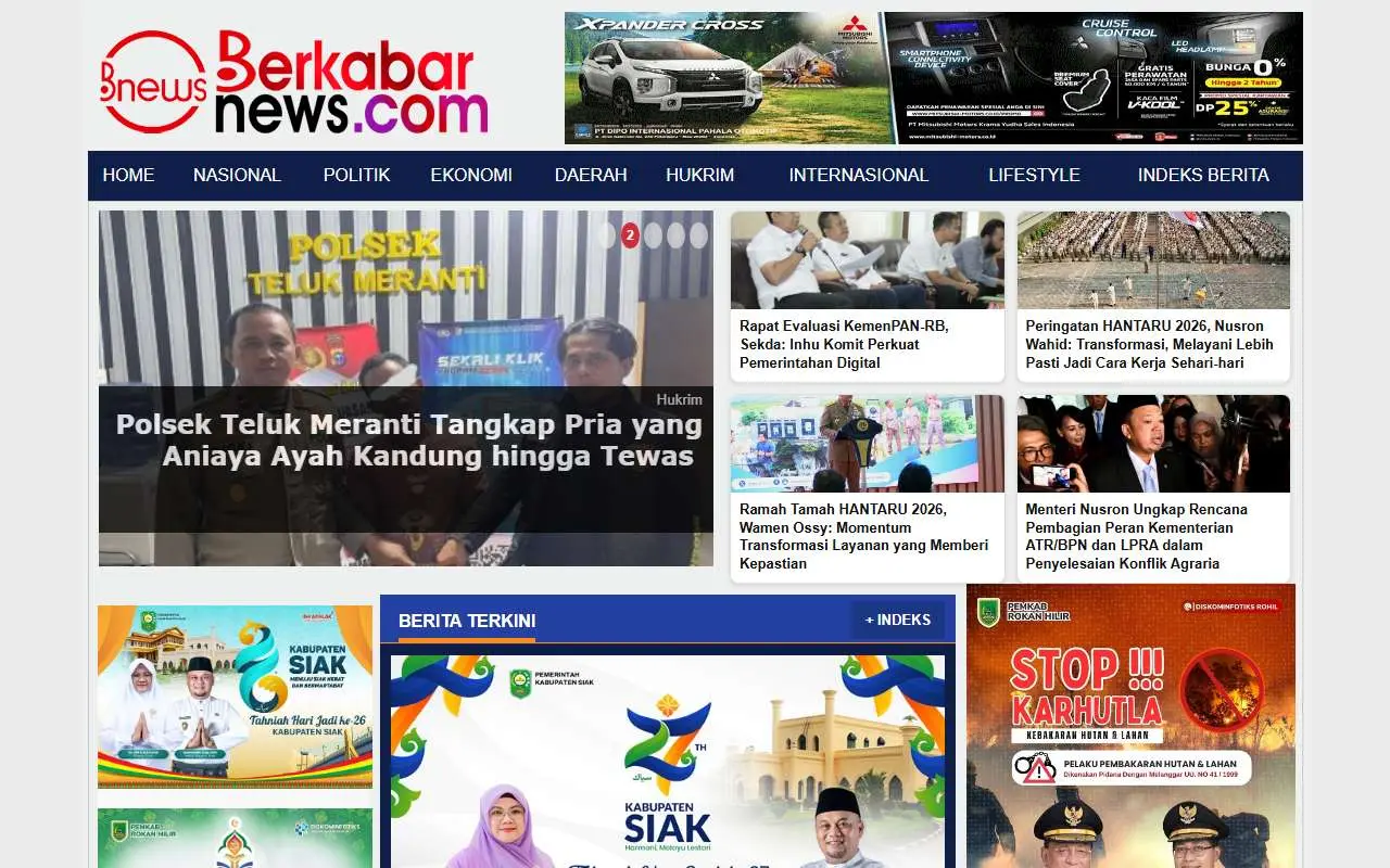 Tampilan website resmi Berkabarnews (berkabarnews.com)