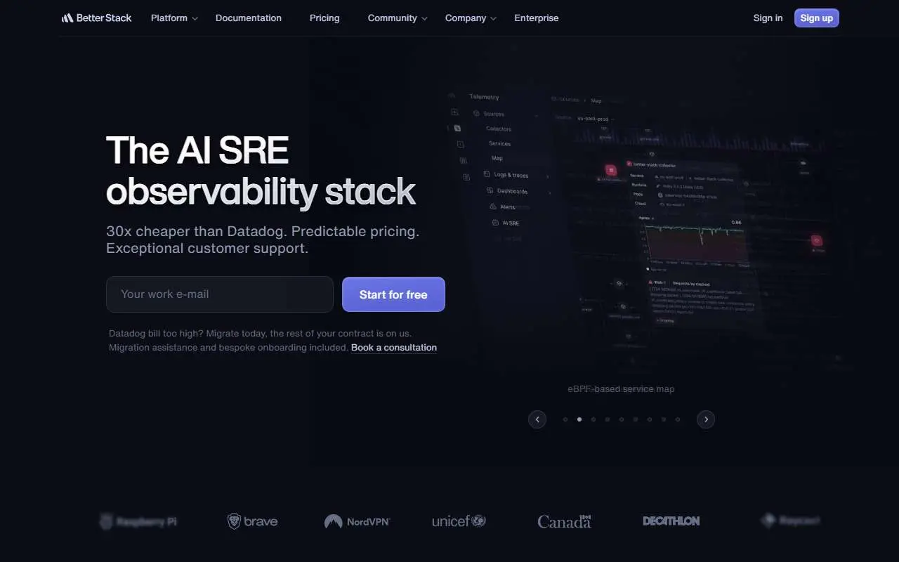 Tampilan website resmi Better Stack (betterstack.com)