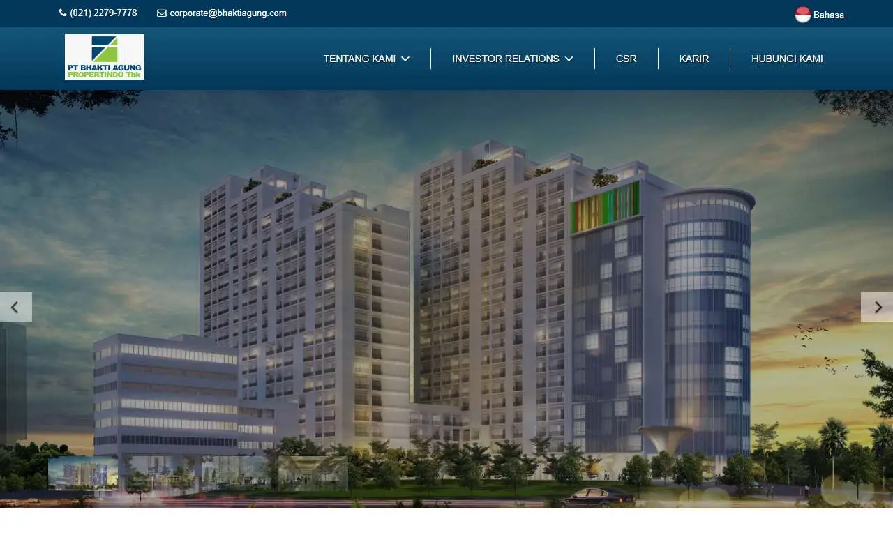 Tampilan website resmi Bhakti Agung Propertindo (bhaktiagung.com)