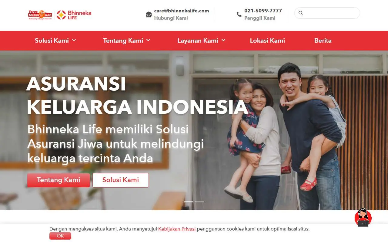 Tampilan website resmi Bhinneka Life (bhinnekalife.com)