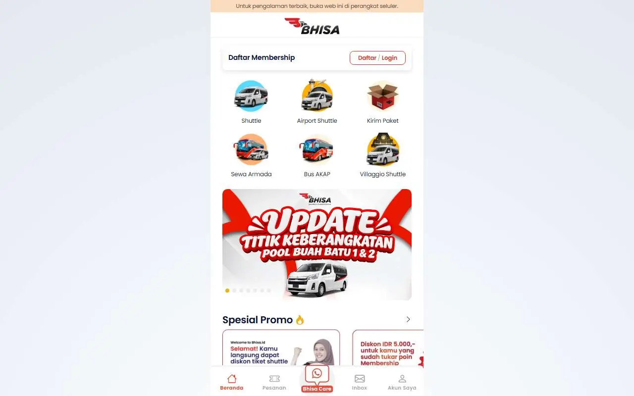 Tampilan website resmi Bhisa (bhisa.id)