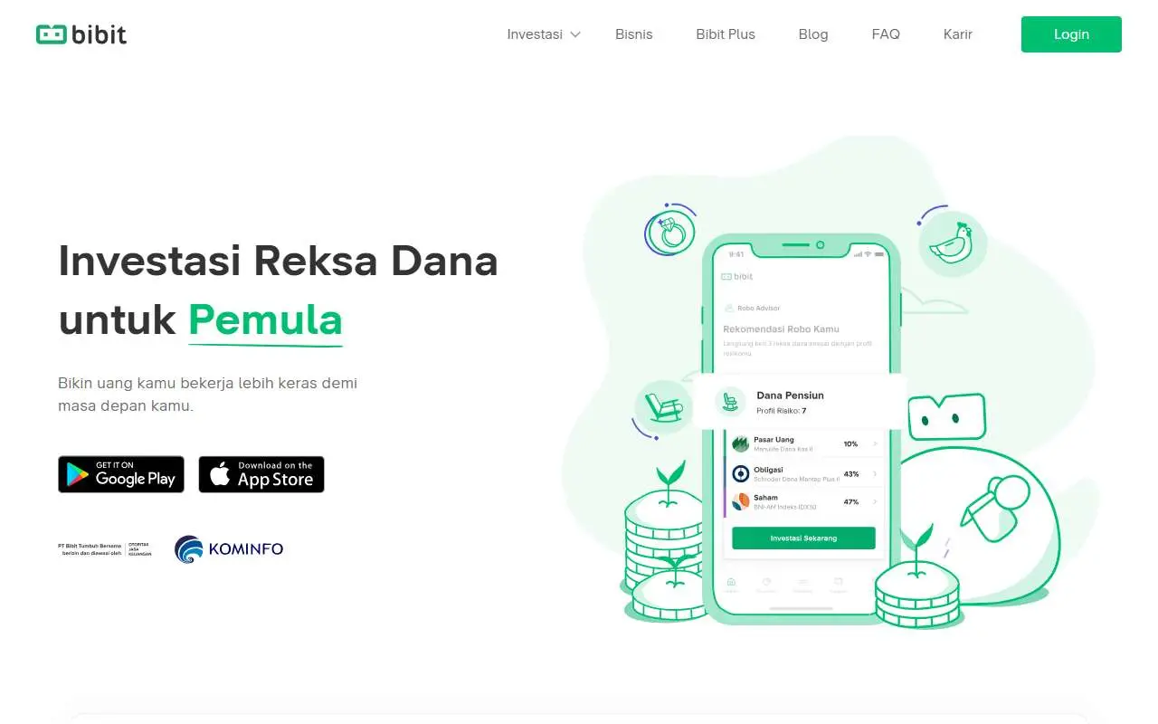 Tampilan website resmi Bibit (bibit.id)