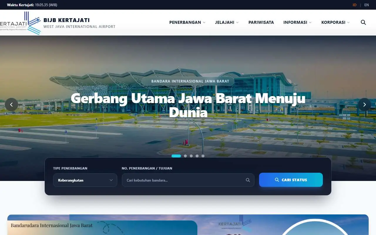 Tampilan website resmi Bandara Internasional Kertajati (bijb.co.id)