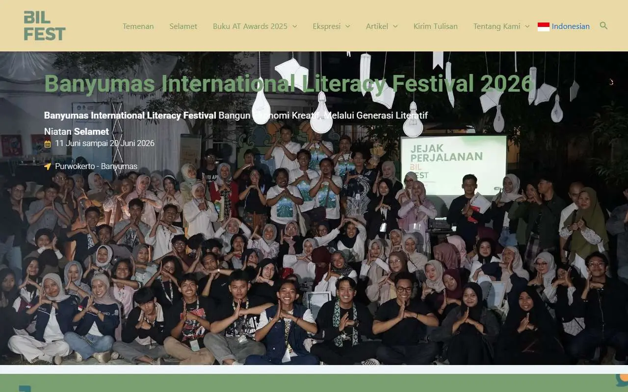 Tampilan website resmi Banyumas International Literacy Festival (bilfest.id)
