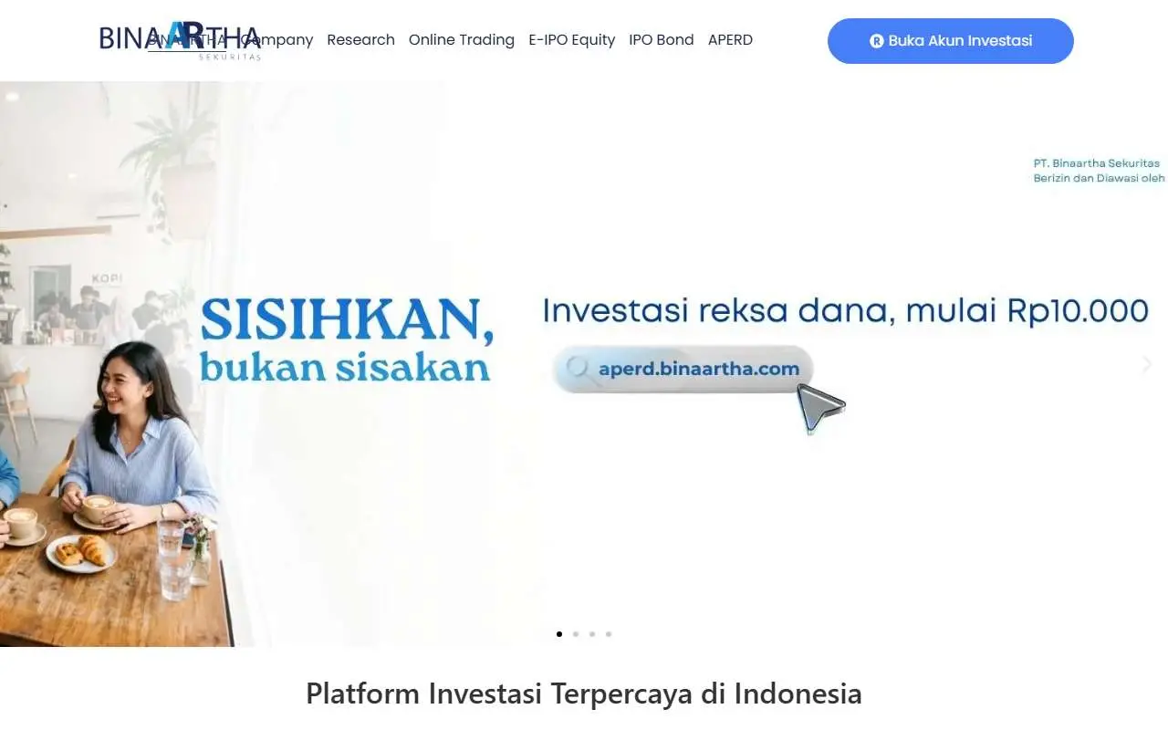 Tampilan website resmi Binaartha Sekuritas (binaartha.com)