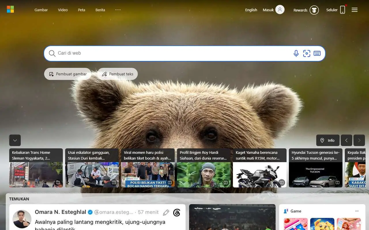 Tampilan website resmi Bing (bing.com)