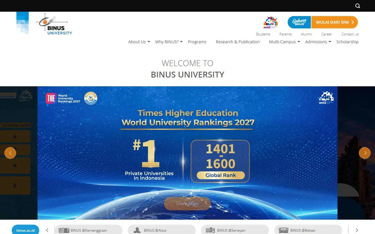 Tampilan website resmi BINUS University (binus.ac.id)