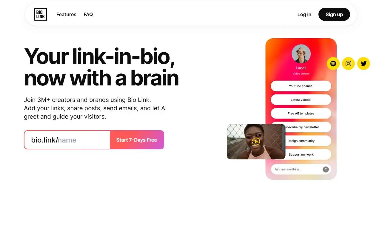 Tampilan website resmi Bio.link (bio.link)