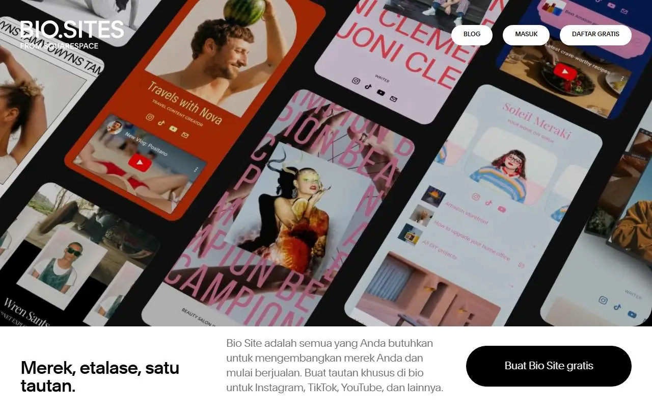Tampilan website resmi Bio.site (biosites.com)