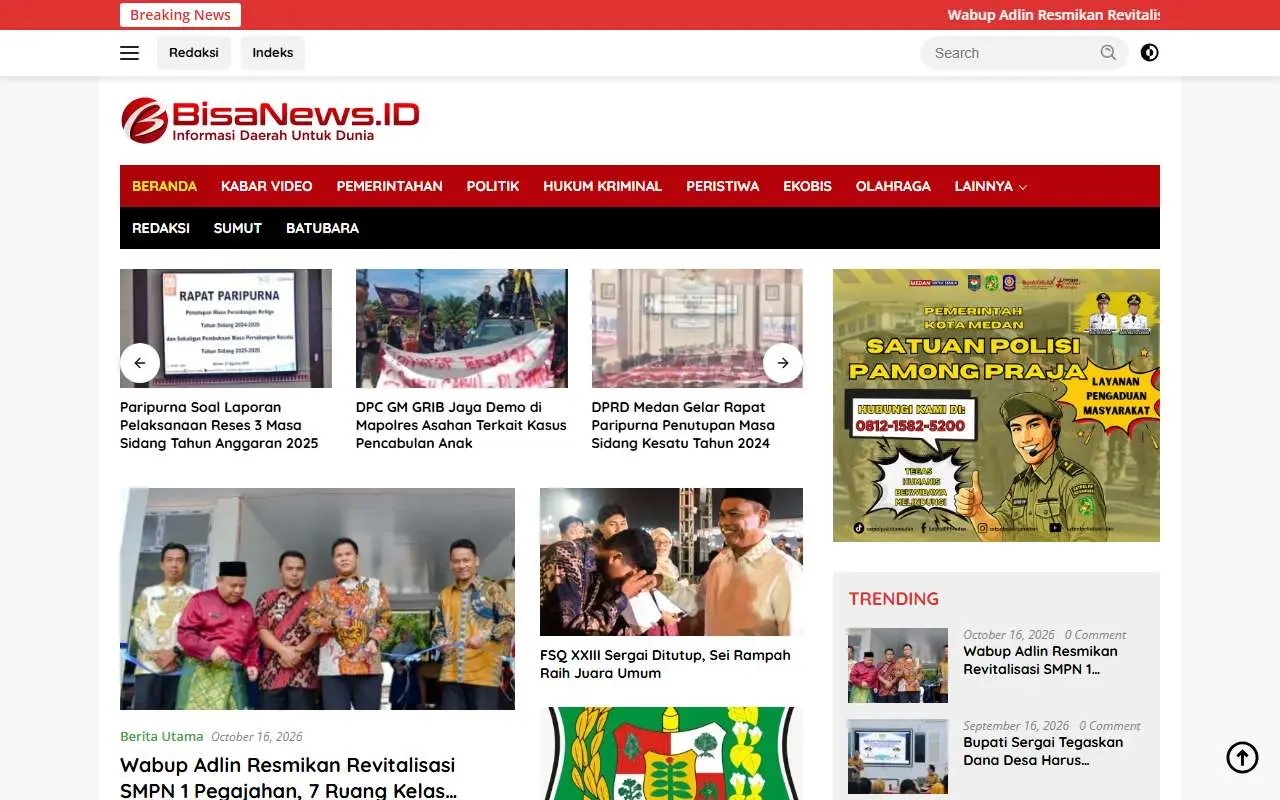 Tampilan website resmi Bisanews (bisanews.id)
