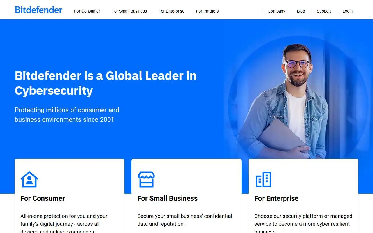 Tampilan website resmi Bitdefender (bitdefender.com)
