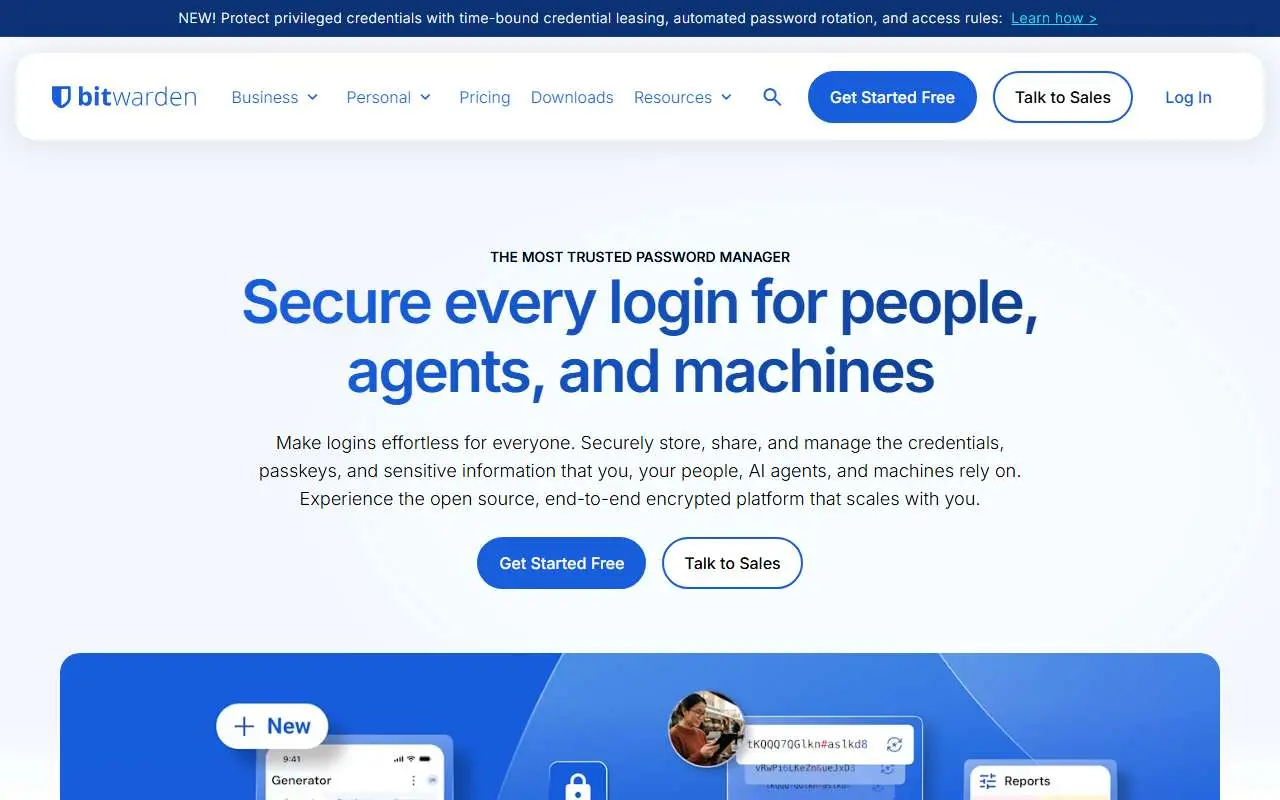 Tampilan website resmi Bitwarden (bitwarden.com)