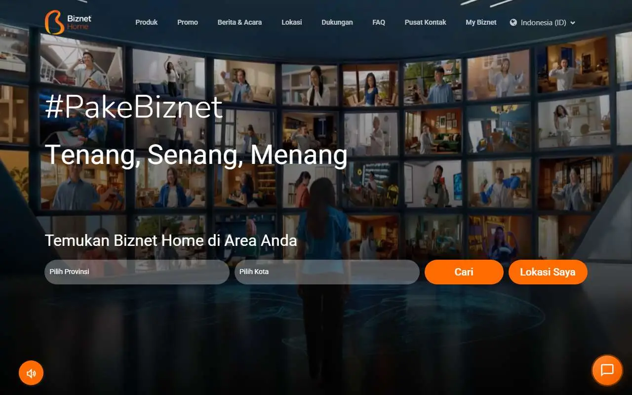 Tampilan website resmi Biznet (biznethome.net)