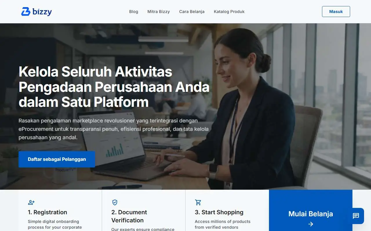 Tampilan website resmi Bizzy (bizzy.co.id)