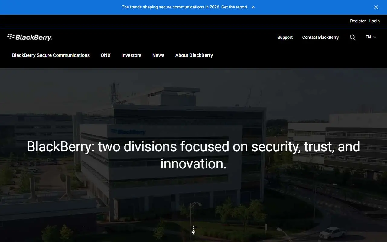 Tampilan website resmi BlackBerry (blackberry.com)