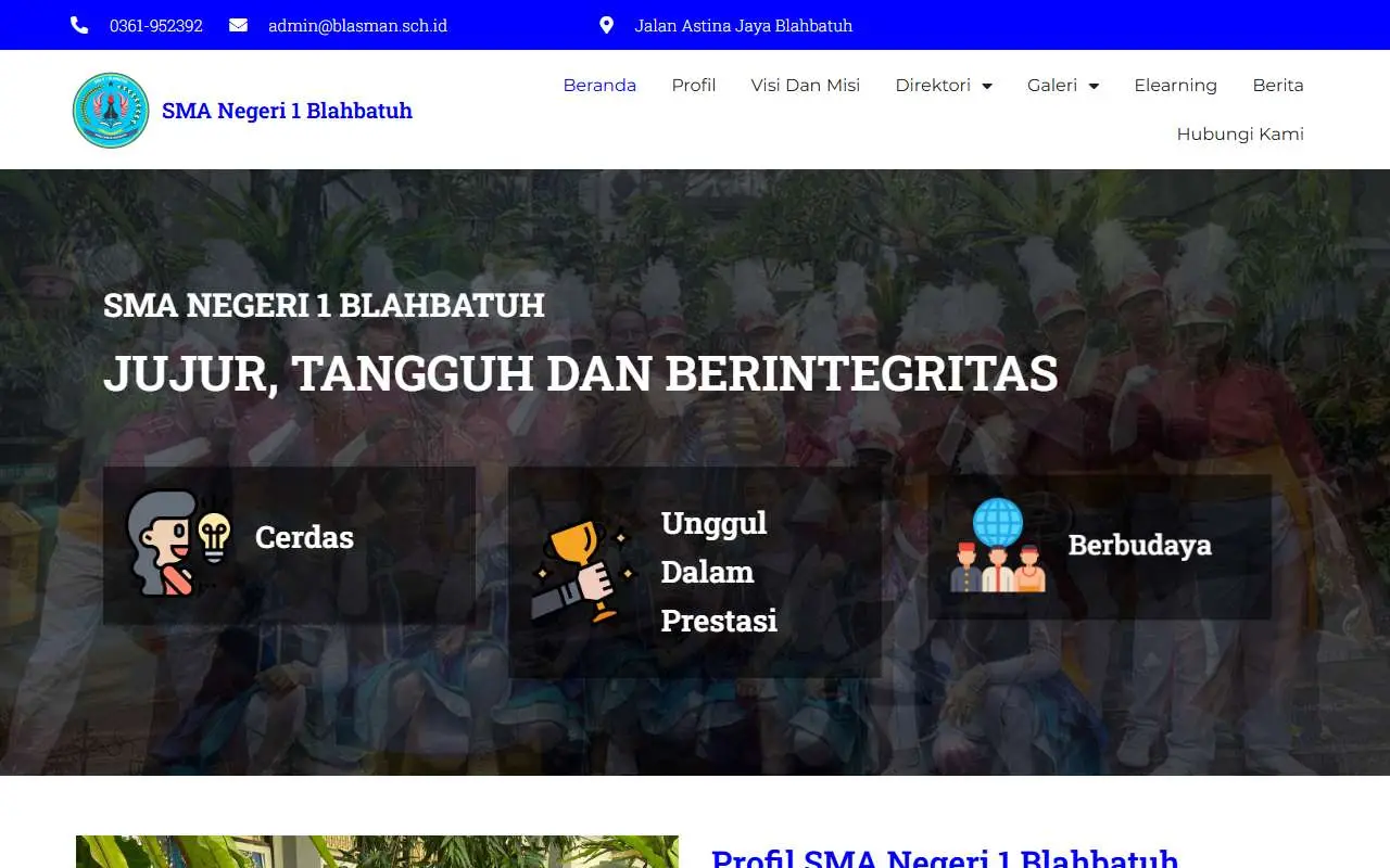 Tampilan website resmi SMA Negeri 1 Blahbatuh (blasman.sch.id)
