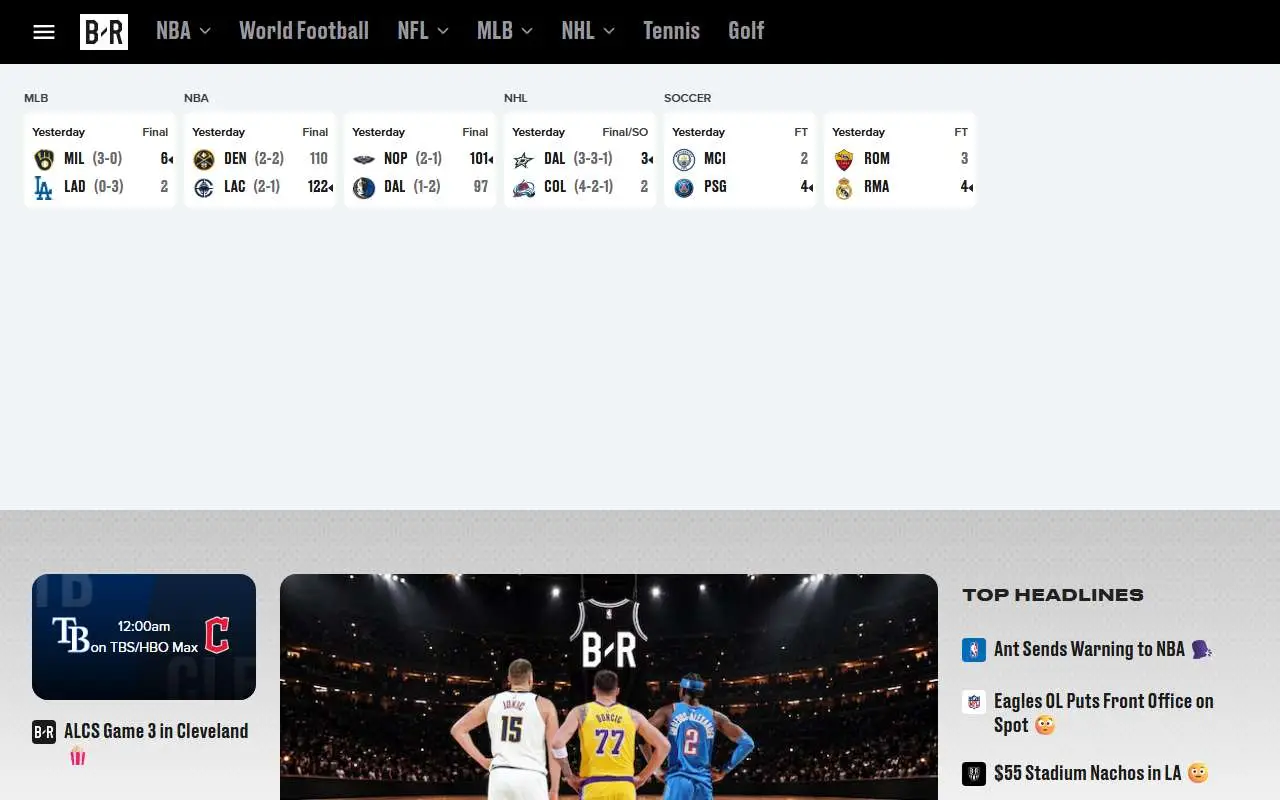 Tampilan website resmi Bleacher Report (bleacherreport.com)