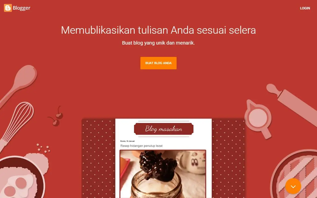Tampilan website resmi Blogger (blogger.com)