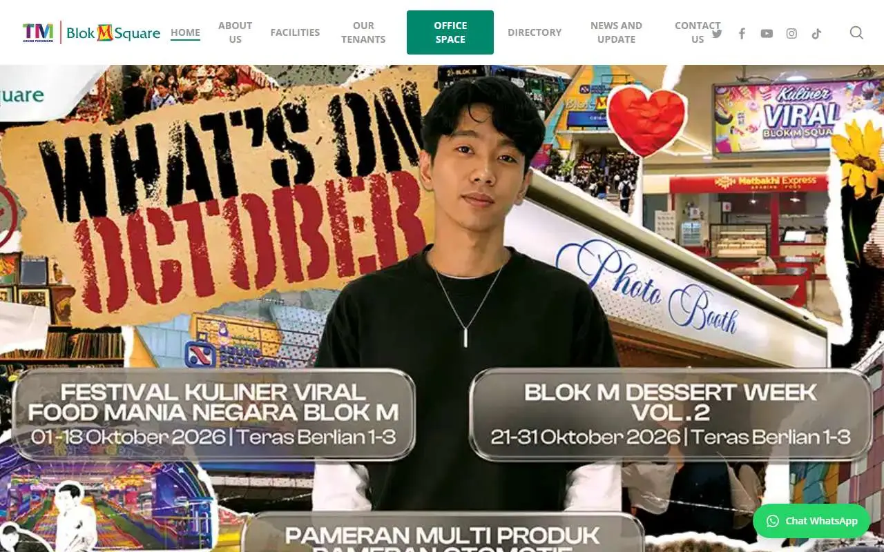 Tampilan website resmi Blok M Square (blokmsquare.co.id)