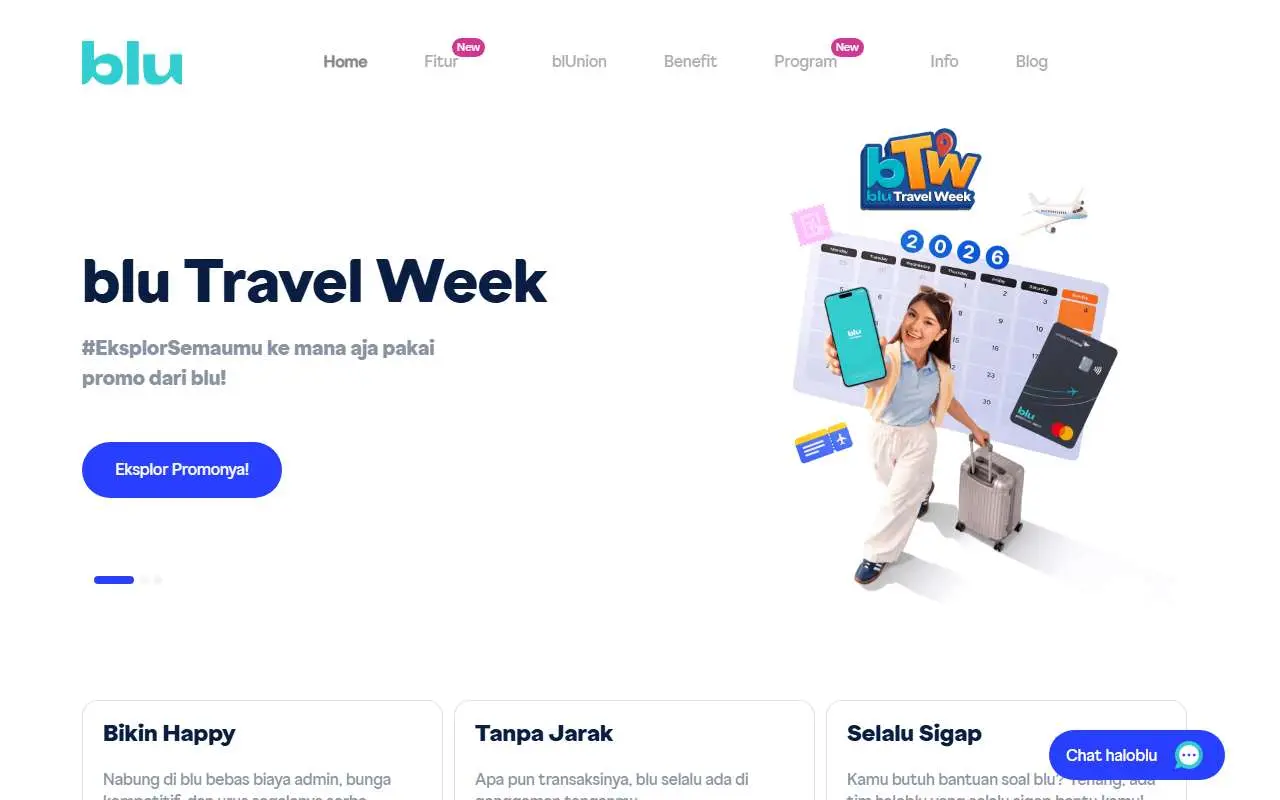 Tampilan website resmi blu by BCA Digital (blubybcadigital.id)