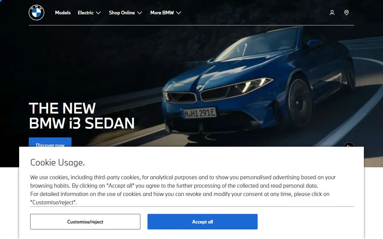 Tampilan website resmi BMW Indonesia (bmw.co.id)