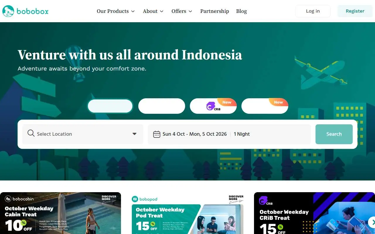 Tampilan website resmi Bobobox (bobobox.com)