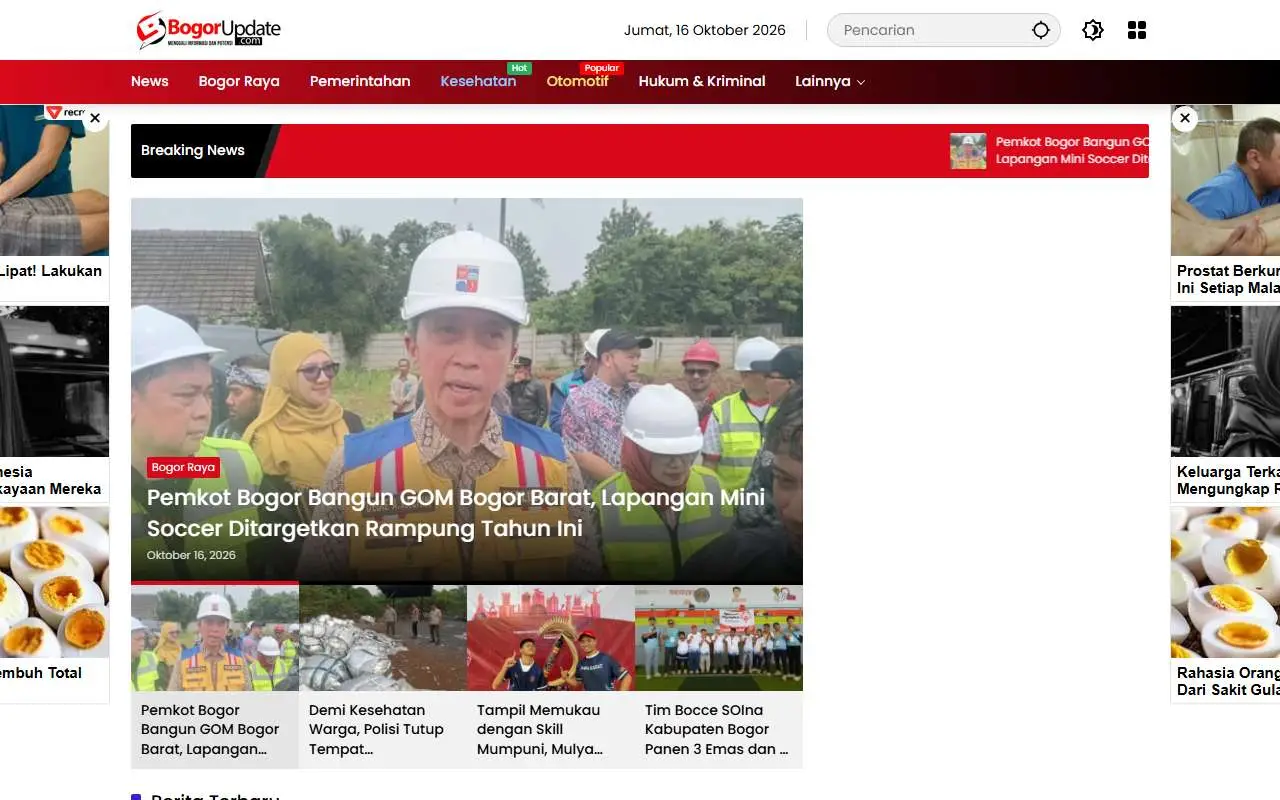 Tampilan website resmi Bogor Update (bogorupdate.com)