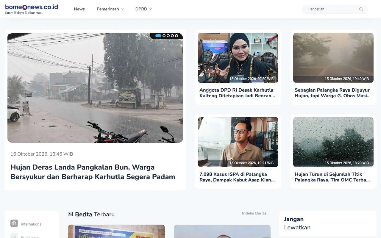 Tampilan website resmi Borneonews (borneonews.co.id)