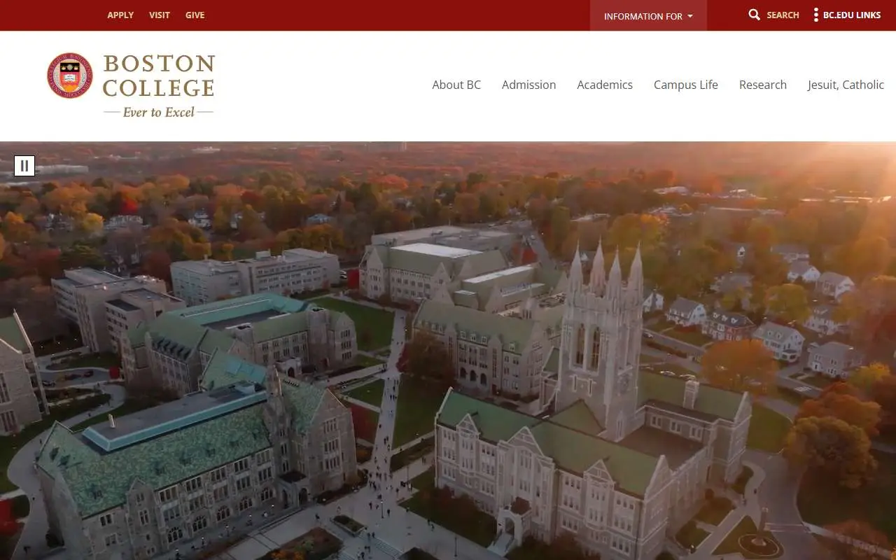 Tampilan website resmi Boston College (bc.edu)