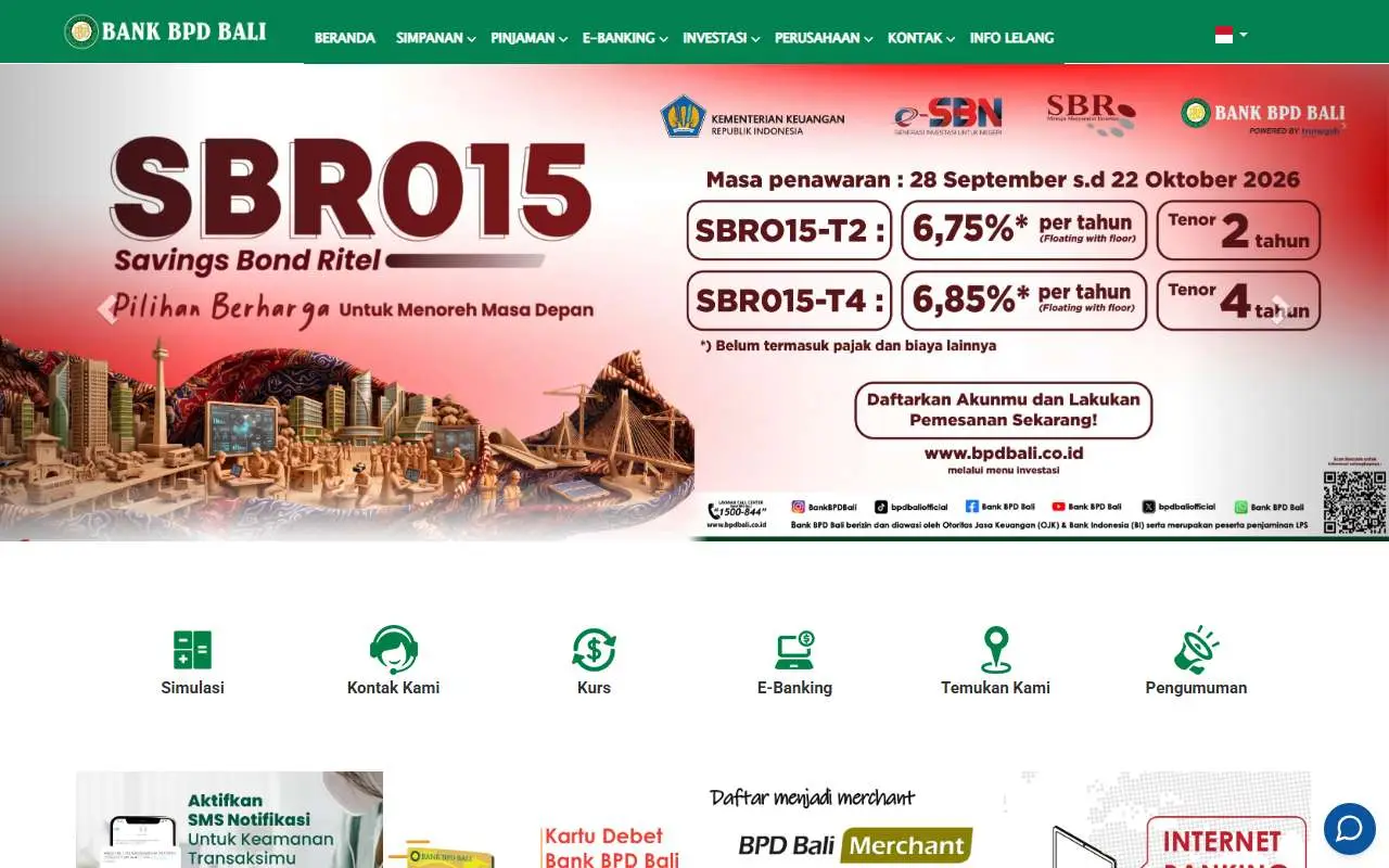 Tampilan website resmi Bank BPD Bali (bpdbali.co.id)