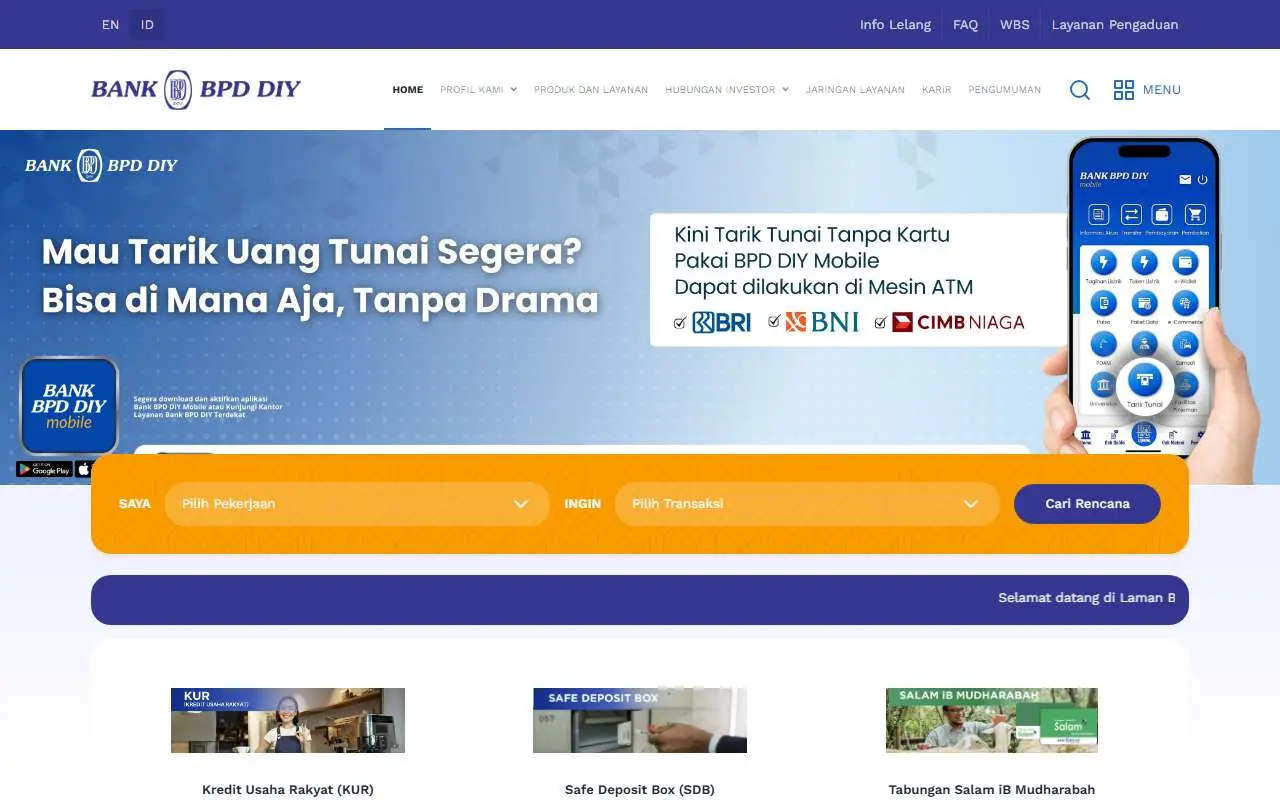 Tampilan website resmi Bank BPD DIY (bpddiy.co.id)