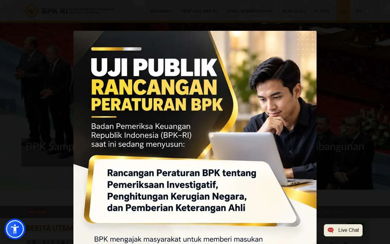 Tampilan website resmi BPK (bpk.go.id)