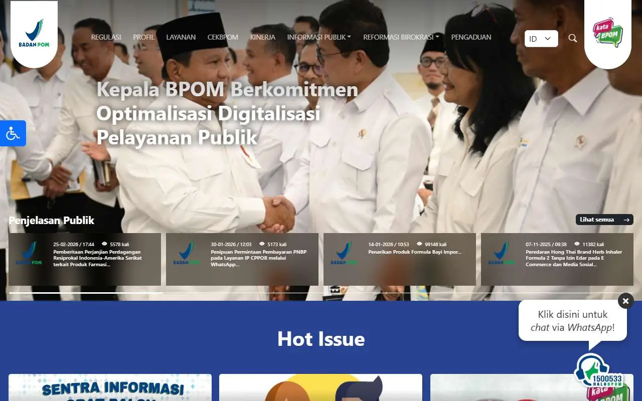 Tampilan website resmi Badan POM (pom.go.id)