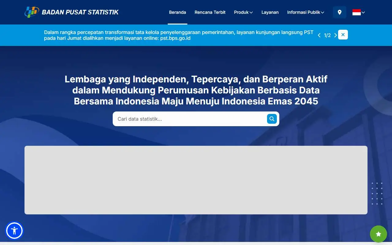 Tampilan website resmi Badan Pusat Statistik (bps.go.id)