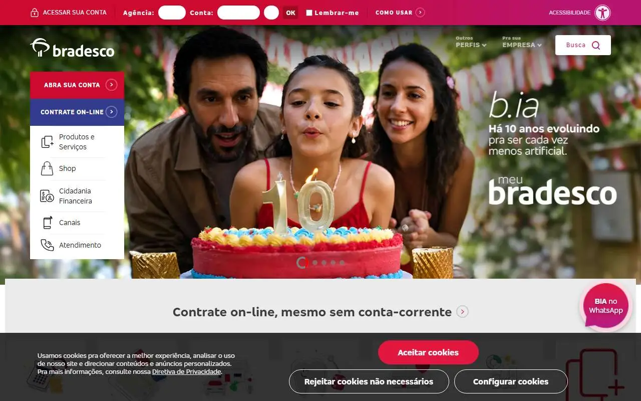 Tampilan website resmi Bradesco (banco.bradesco)