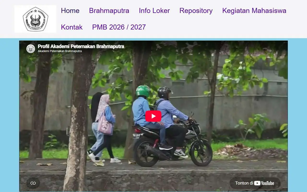 Tampilan website resmi Akademi Peternakan Brahma Putra (brahmaputra.ac.id)