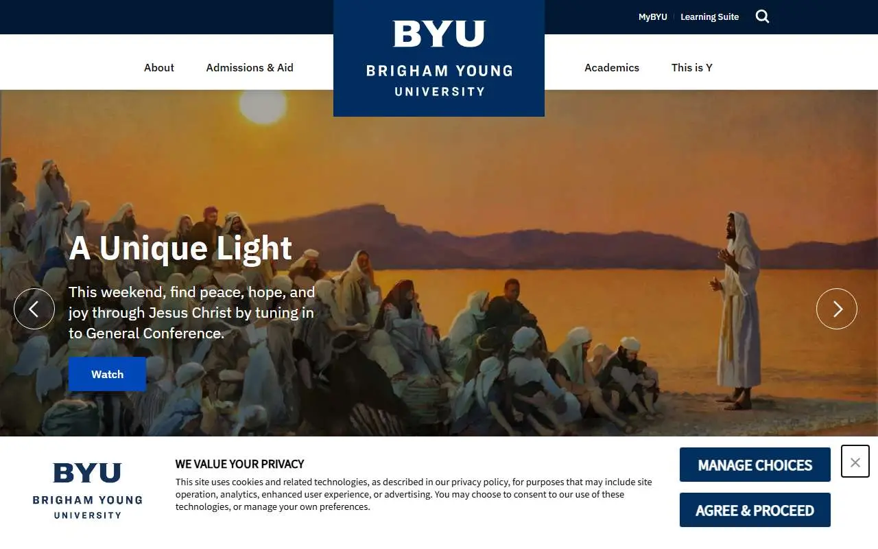 Tampilan website resmi Universitas Brigham Young (byu.edu)