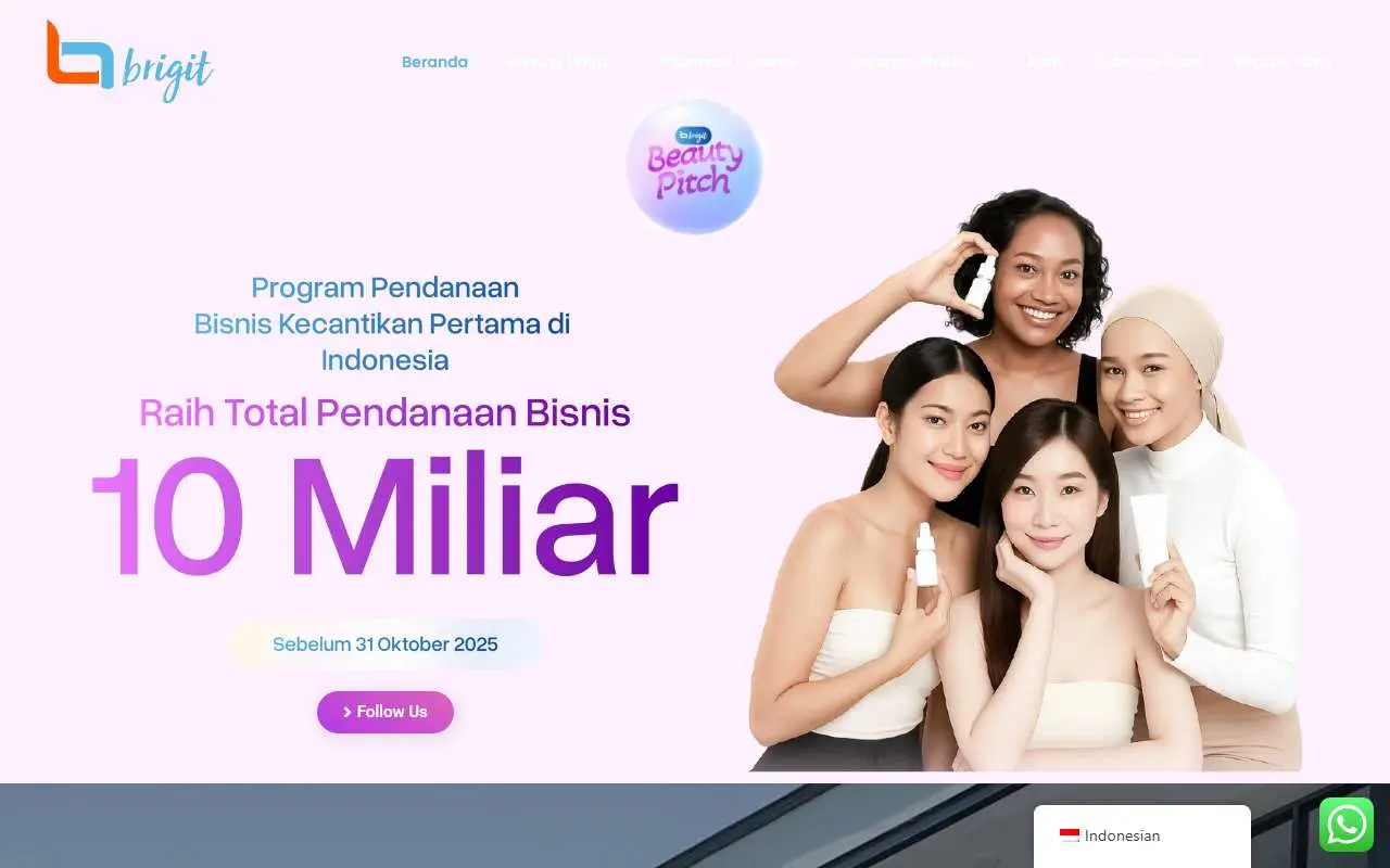 Tampilan website resmi Brigit Biofarmaka Teknologi (brigit.co.id)