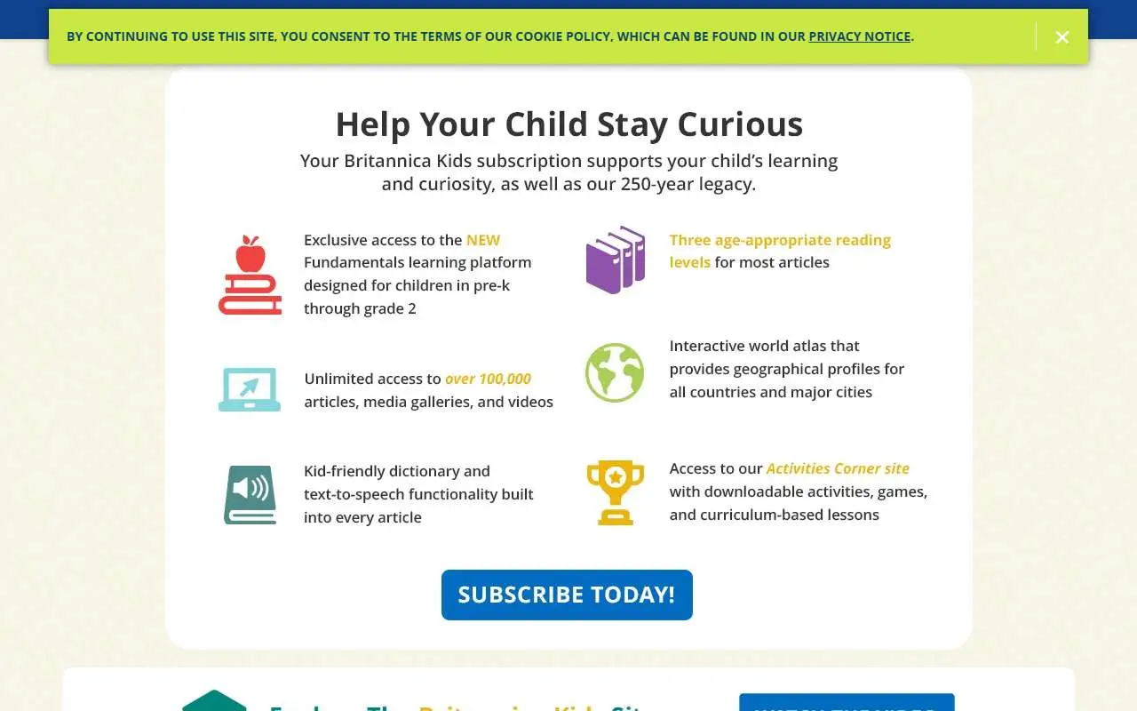 Tampilan website resmi Britannica Kids (kids.britannica.com)
