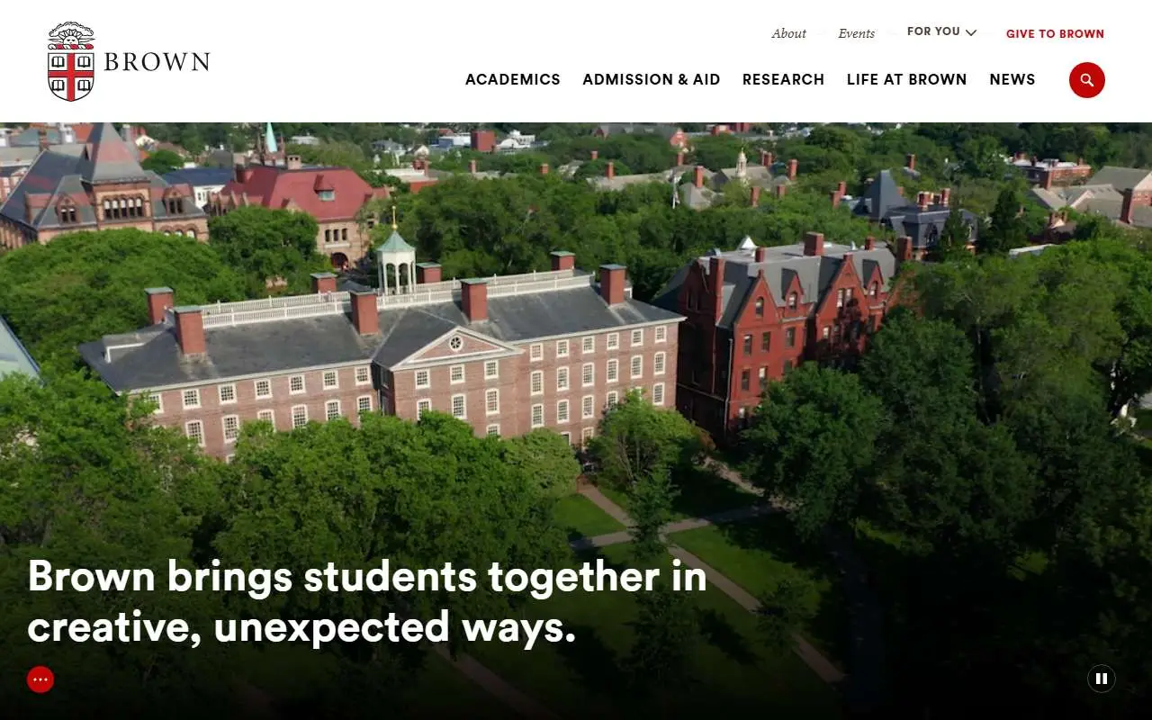 Tampilan website resmi Universitas Brown (brown.edu)