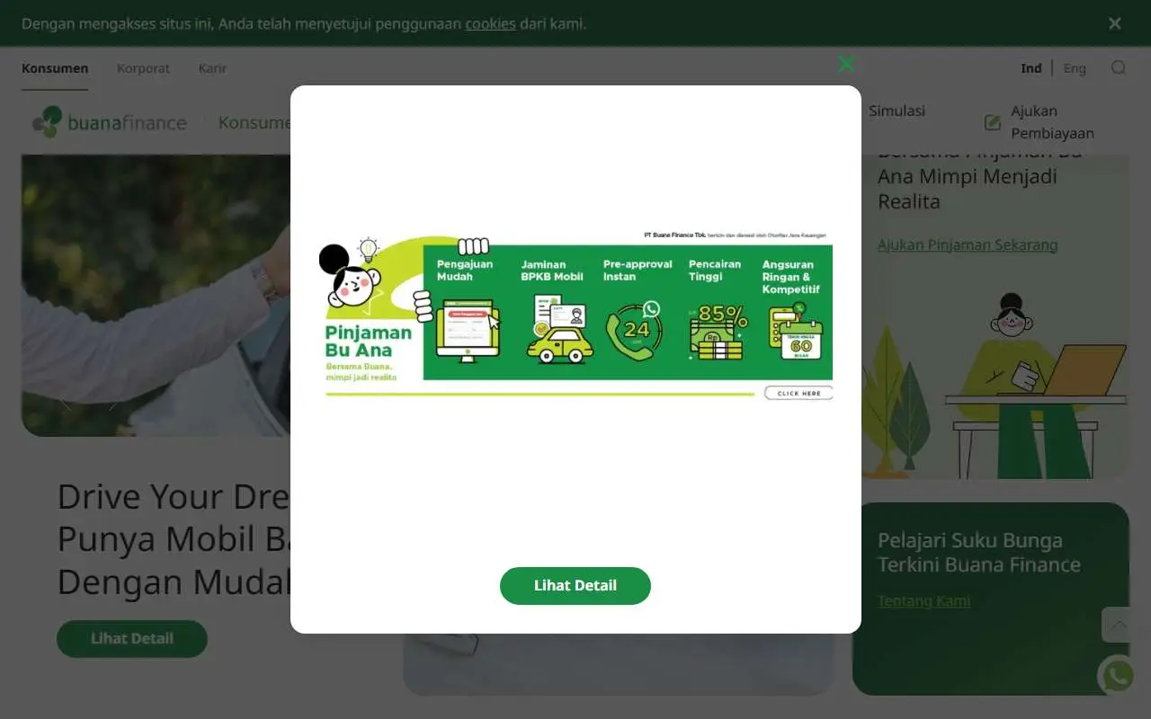 Tampilan website resmi Buana Finance (buanafinance.co.id)
