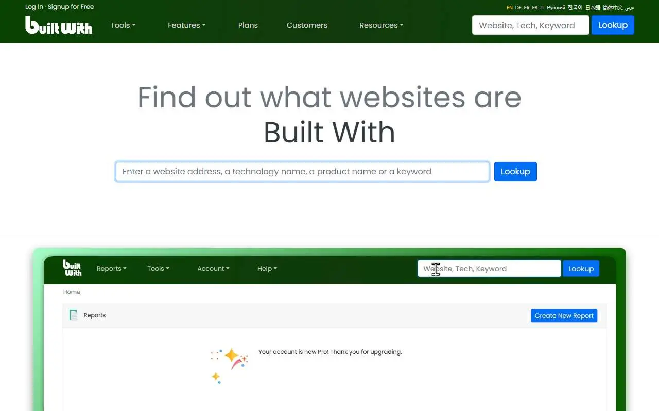 Tampilan website resmi BuiltWith (builtwith.com)