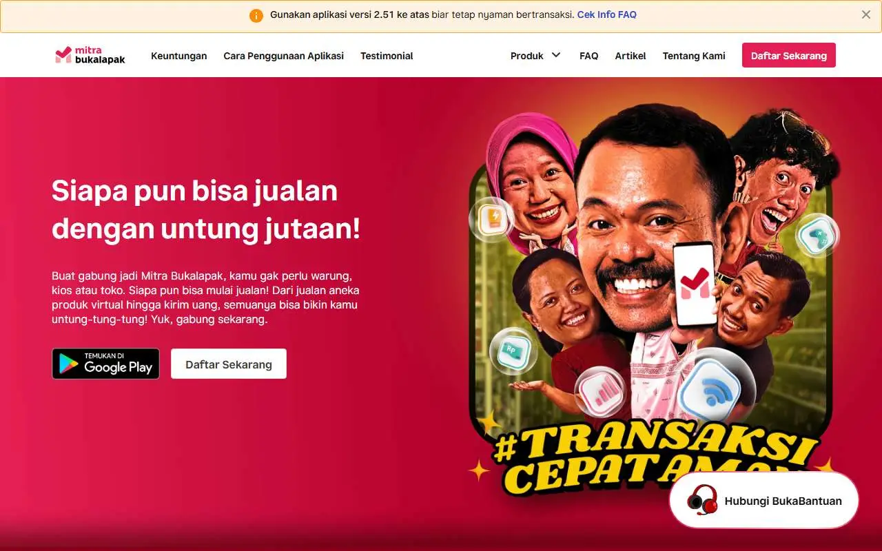 Tampilan website resmi Bukalapak Mitra (mitra.bukalapak.com)