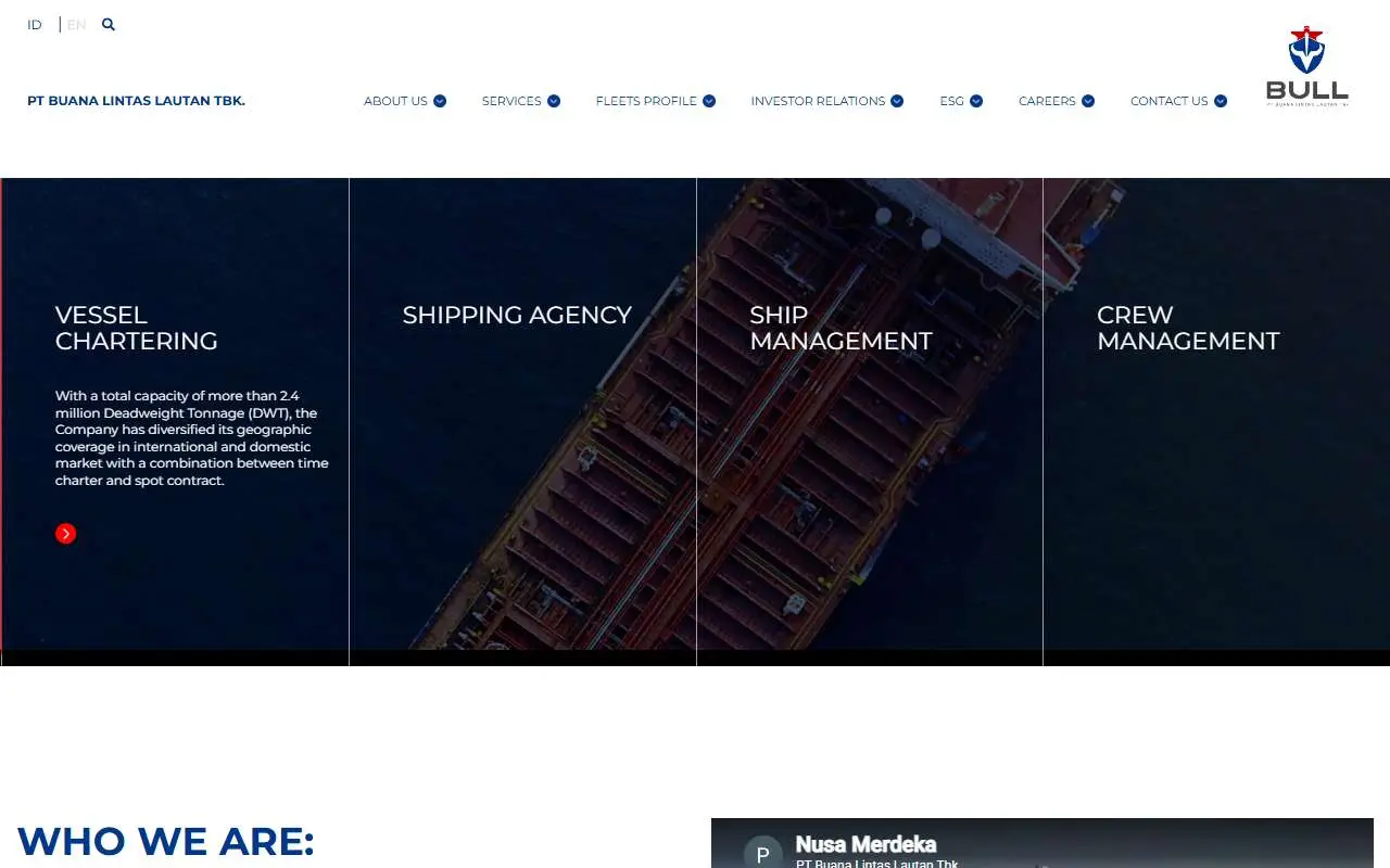 Tampilan website resmi Buana Lintas Lautan (bull.co.id)