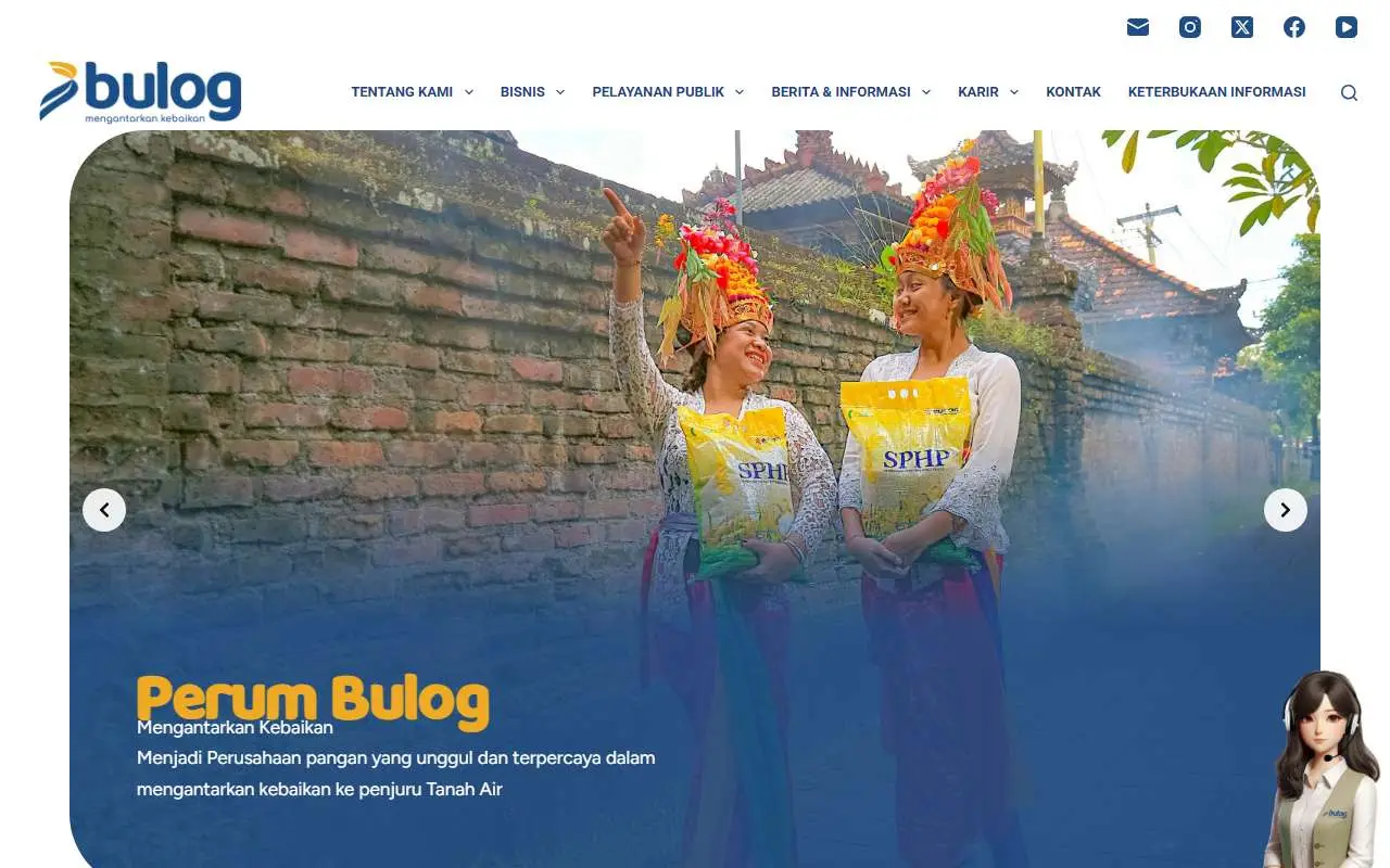 Tampilan website resmi Perum Bulog (bulog.co.id)