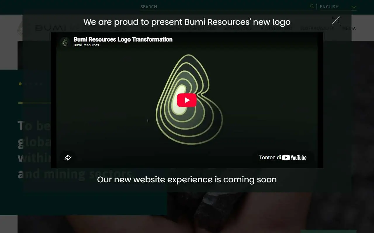 Tampilan website resmi Bumi Resources (bumiresources.com)