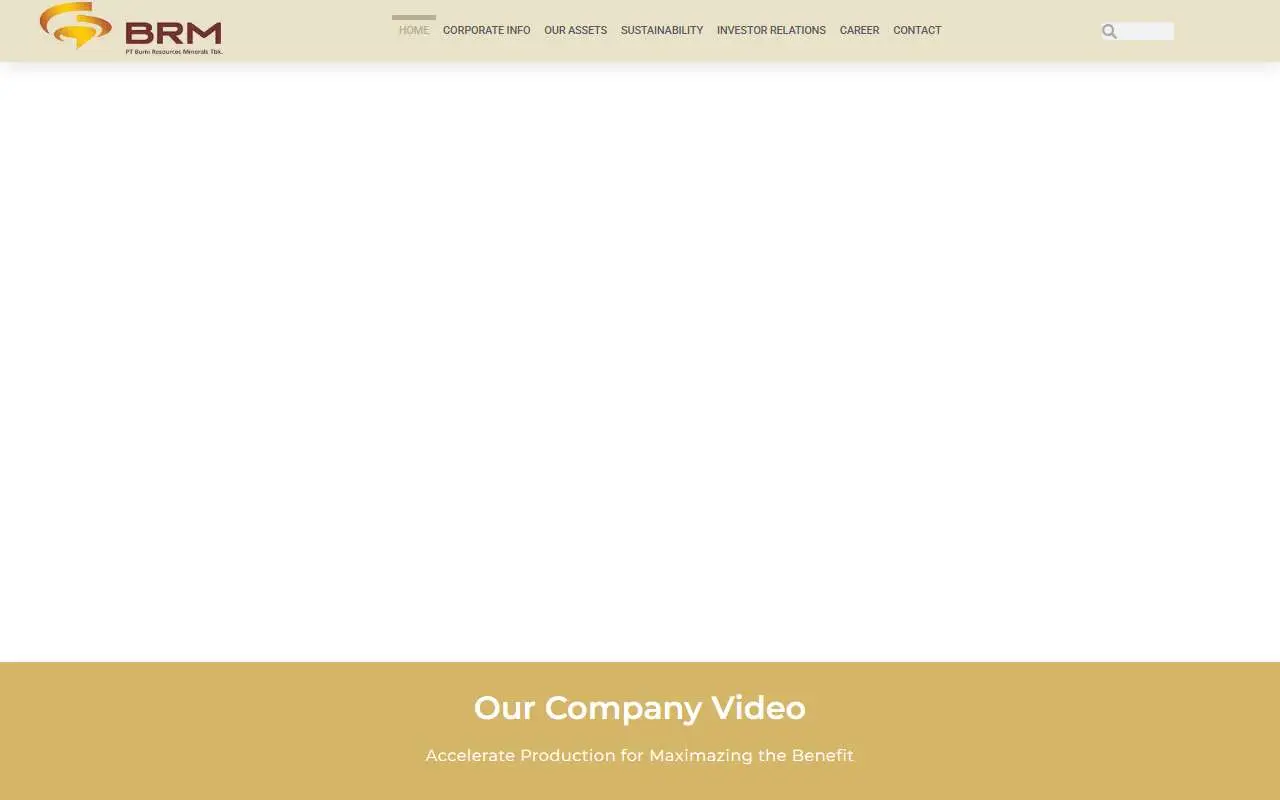 Tampilan website resmi Bumi Resources Minerals (bumiresourcesminerals.com)