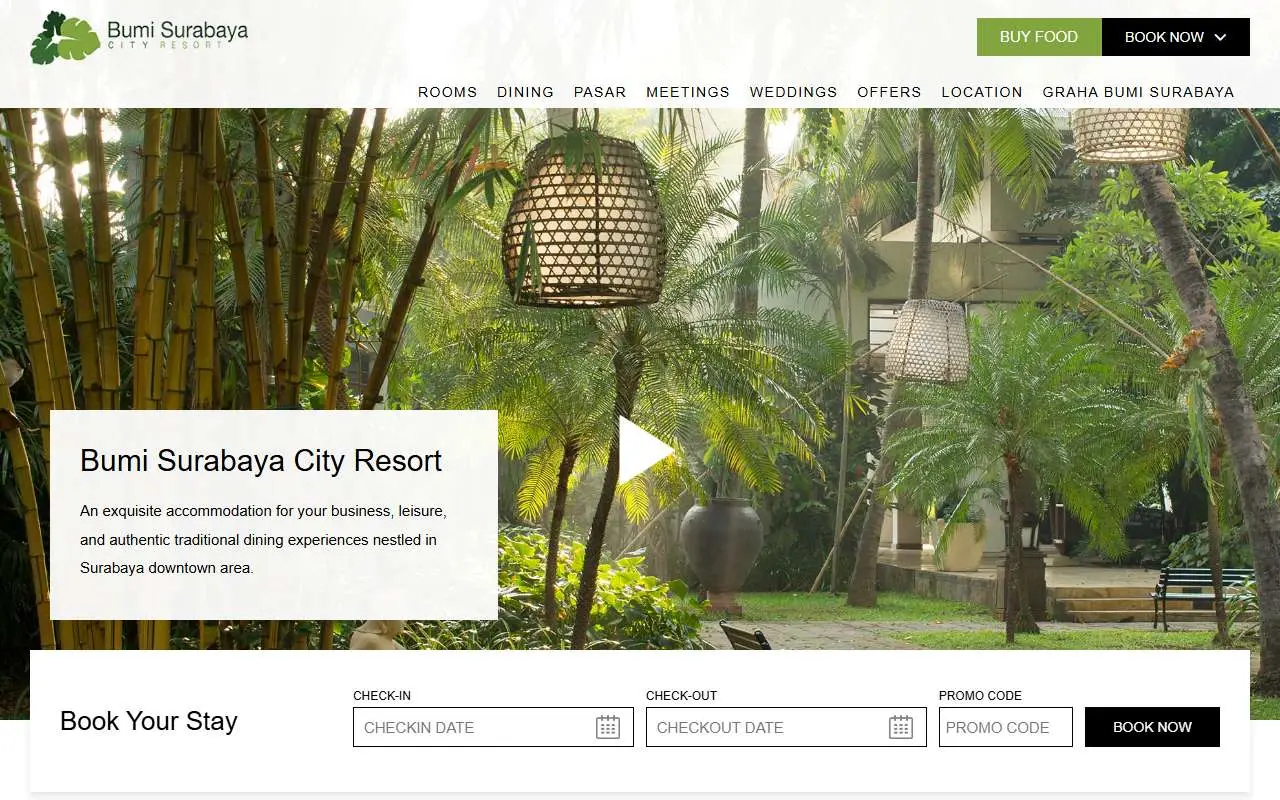 Tampilan website resmi Bumi Surabaya City Resort (bumisurabaya.com)